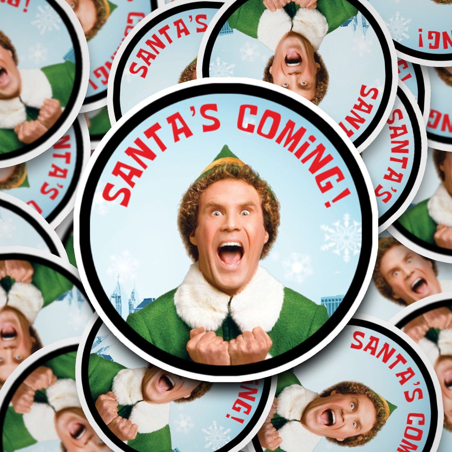 Santa's Coming! (Elf) Sticker Round