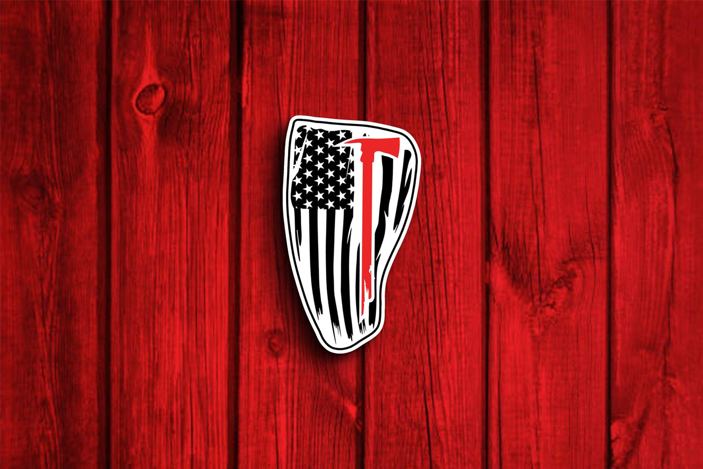 American Flag with an Axe Thin Red Line Sticker