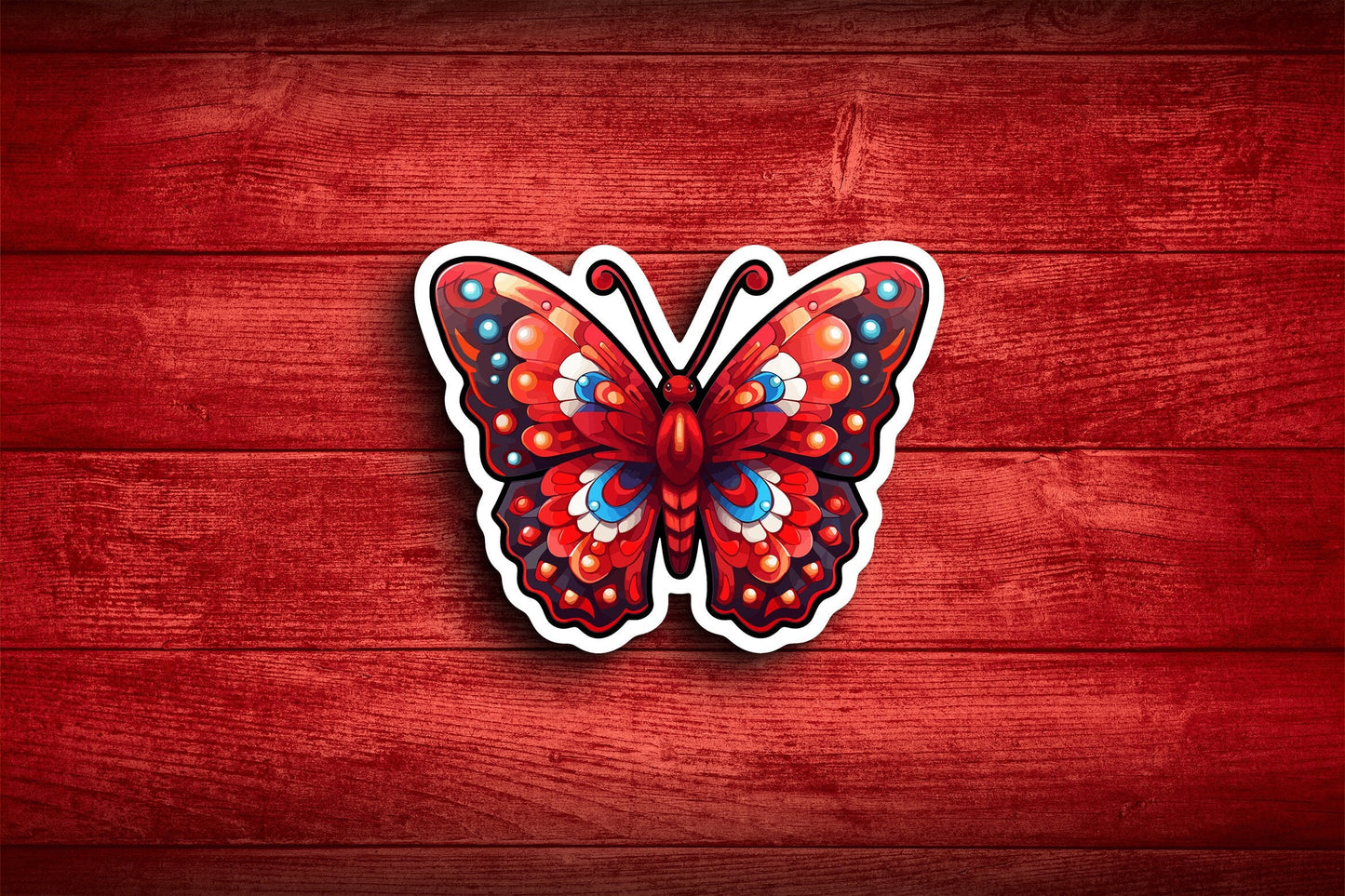 Deep Red Butterfly Sticker