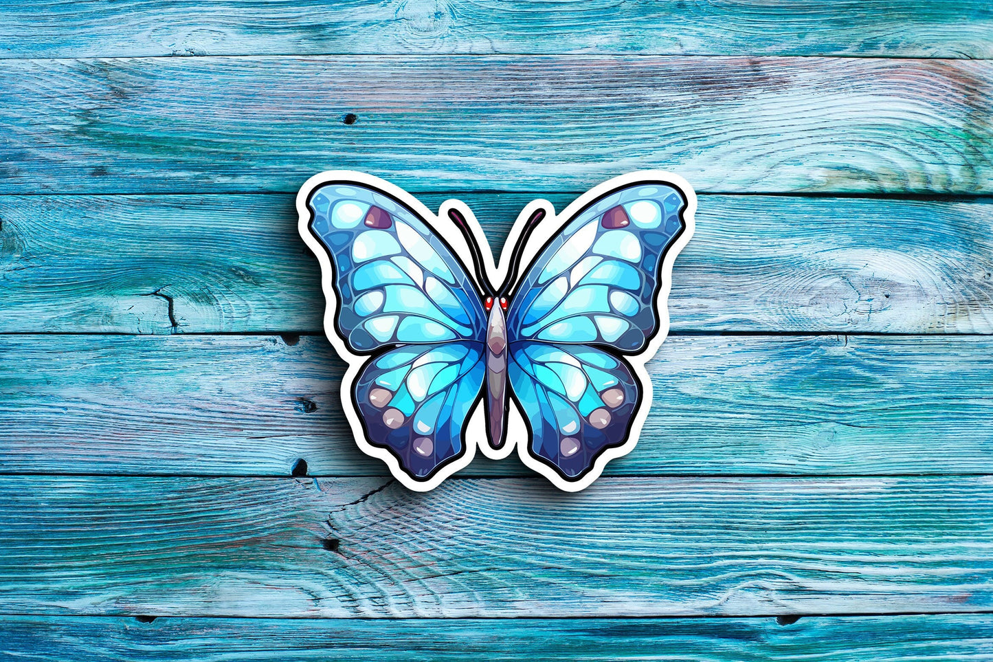 Steel Blue Butterfly Sticker