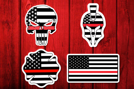 American Thin Red Line Sticker 4 Pack