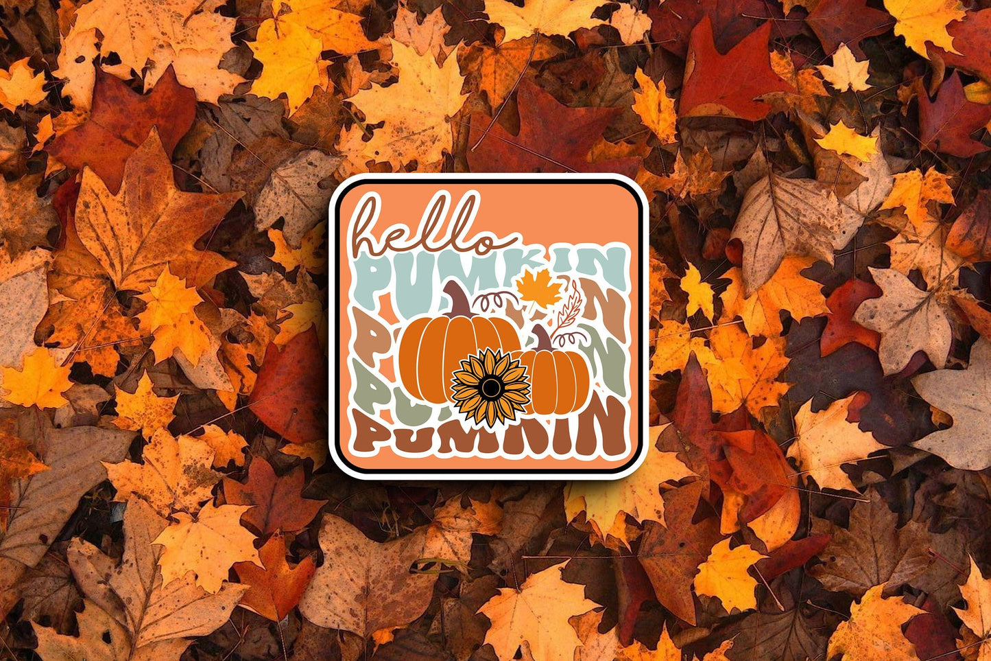 Hello Pumpkin Orange and Teal (Fall) Sticker