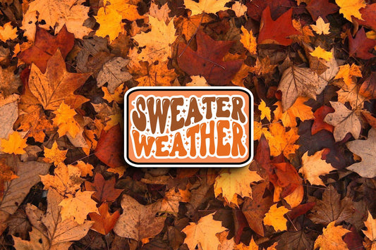 Sweater Weather - Orange Background (Fall) Sticker