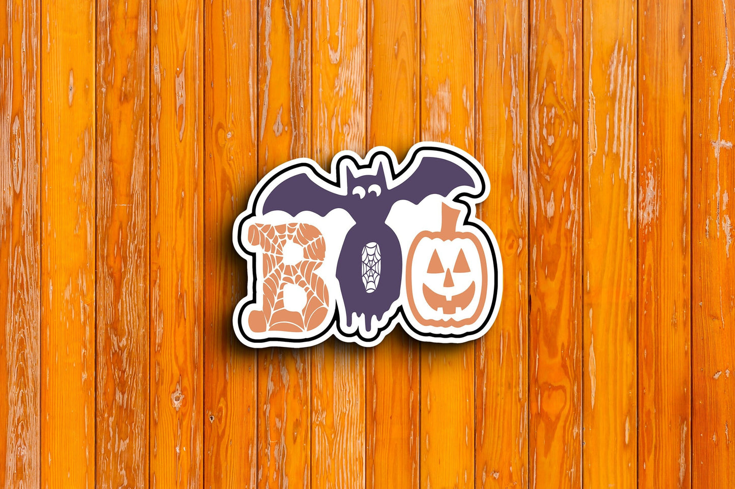 Boo Pumpkin and Bat (Halloween) Sticker