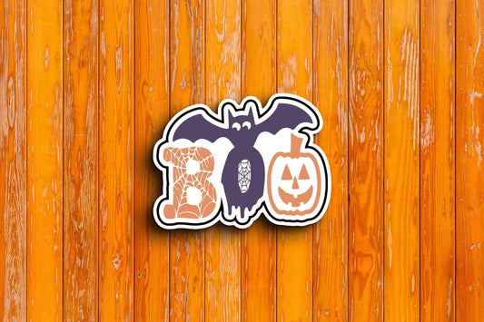 Boo Pumpkin and Bat (Halloween) Sticker