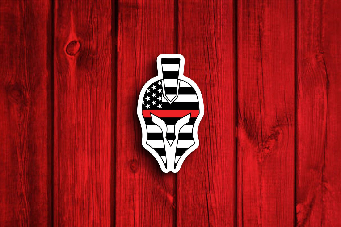 American Flag Spartan Thin Red Line Sticker