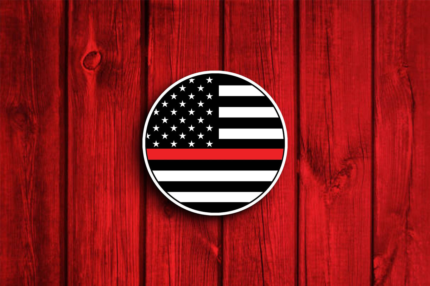 American Flag Thin Red Line Round Sticker