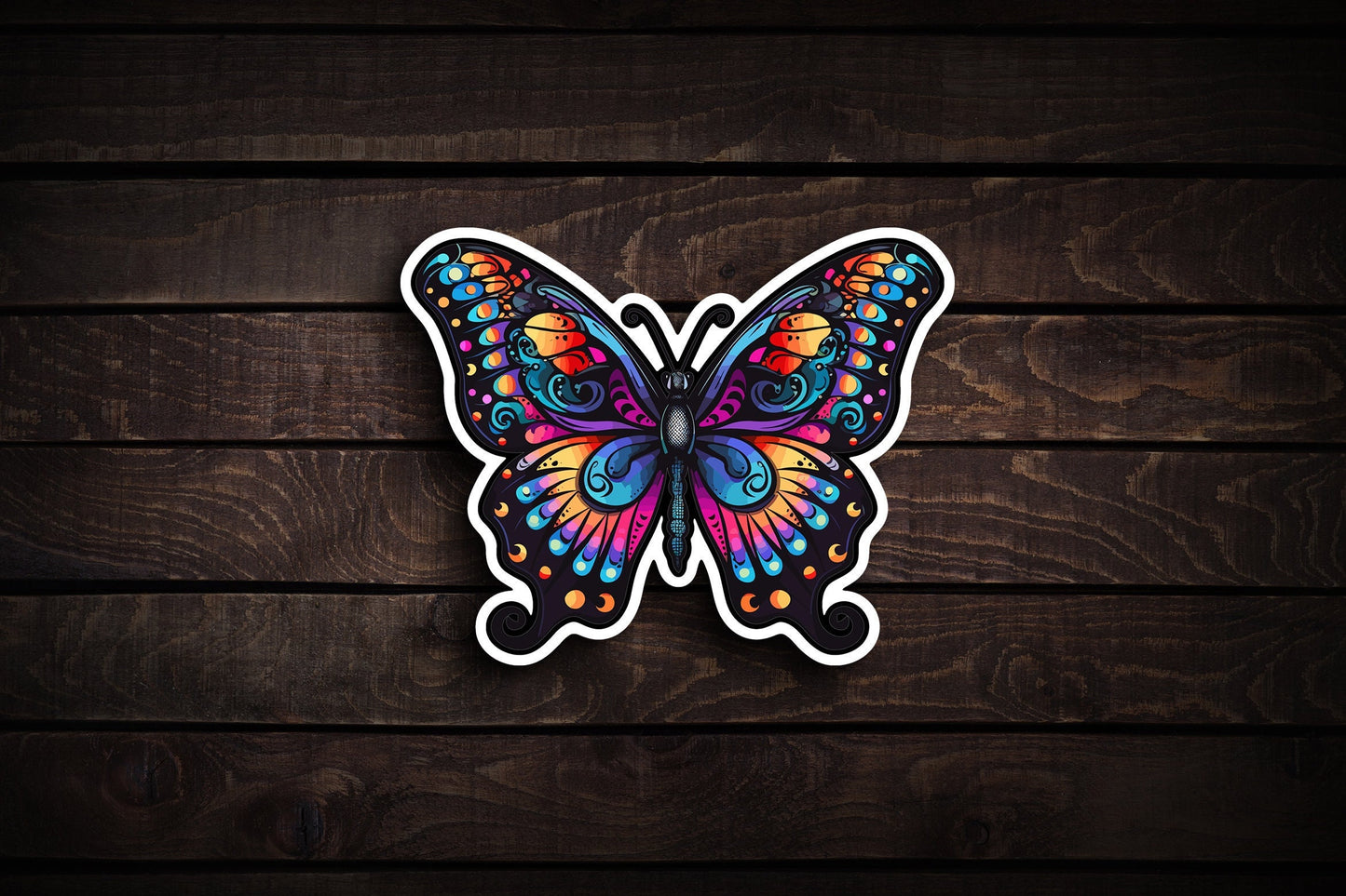 Black Rainbow Butterfly Sticker