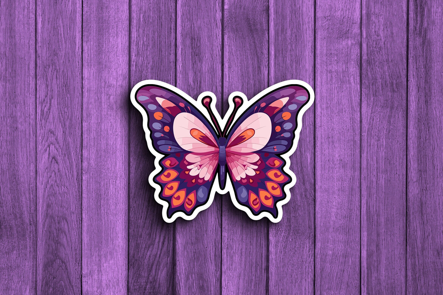 Mauve Orange Butterfly Sticker