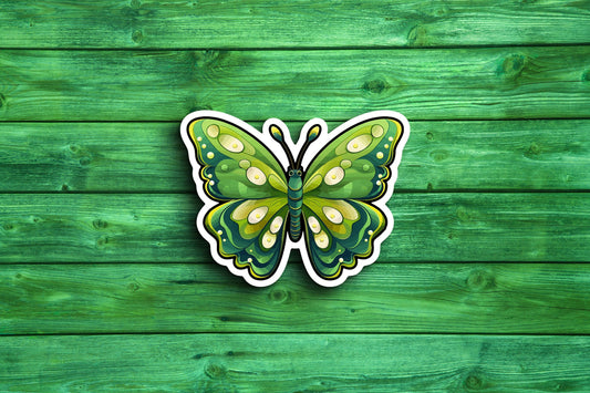 Olive Green Butterfly Sticker