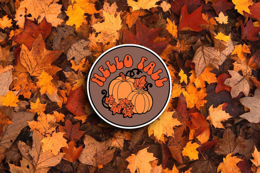 Hello Fall Brown Pumpkin (Fall) Sticker