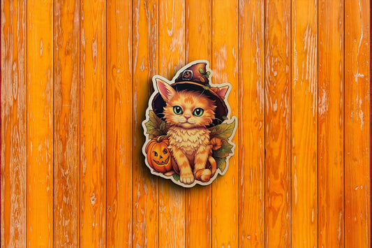 Orange Cat #3 Halloween Sticker