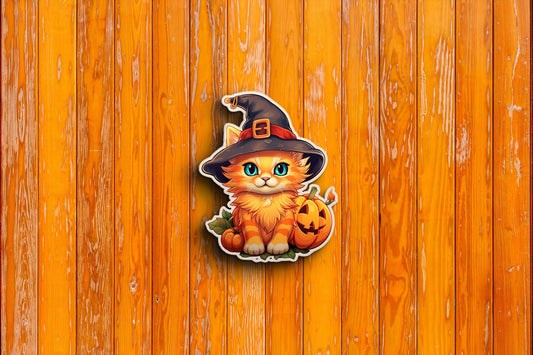 Orange Cat #2 Halloween Sticker