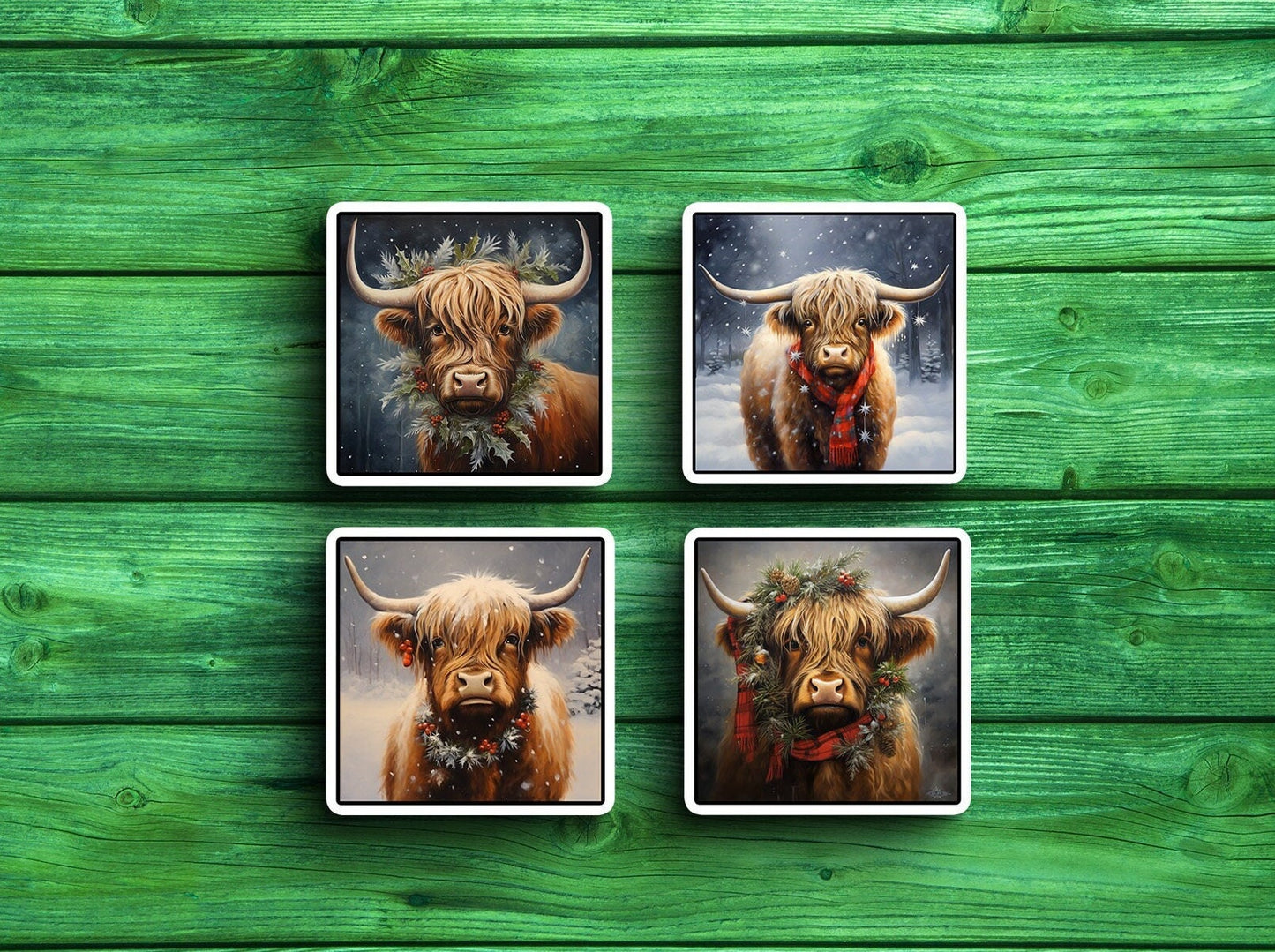 Christmas Highland Cow Sticker Pack