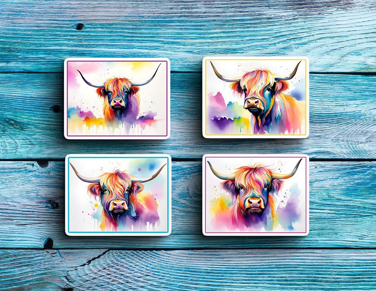 Watercolor Highland Cow Sticker Pack